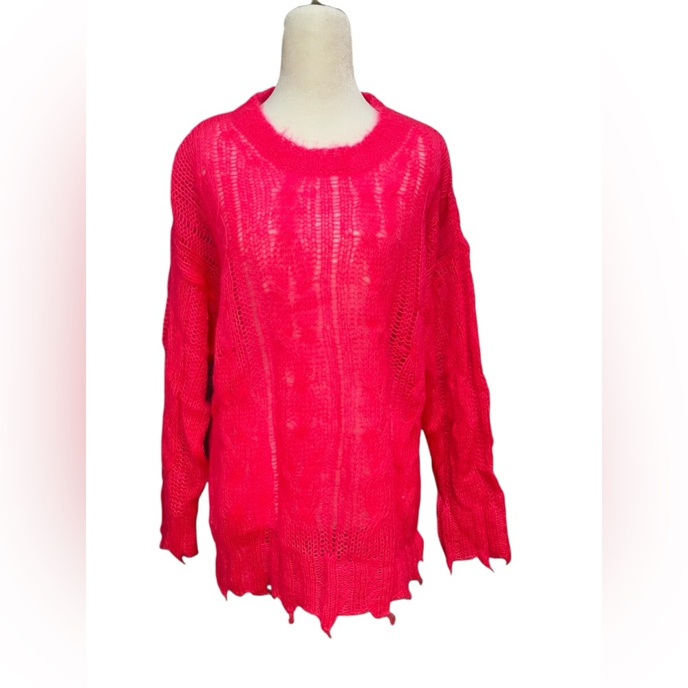 Anthropologie The Posey Stitchy
Distressed Wool Blend Open Knit Sweater - Picture 5 of 10